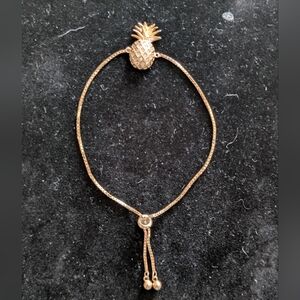 Gold Pineapple Charm Bracelet with Sliding Closure
